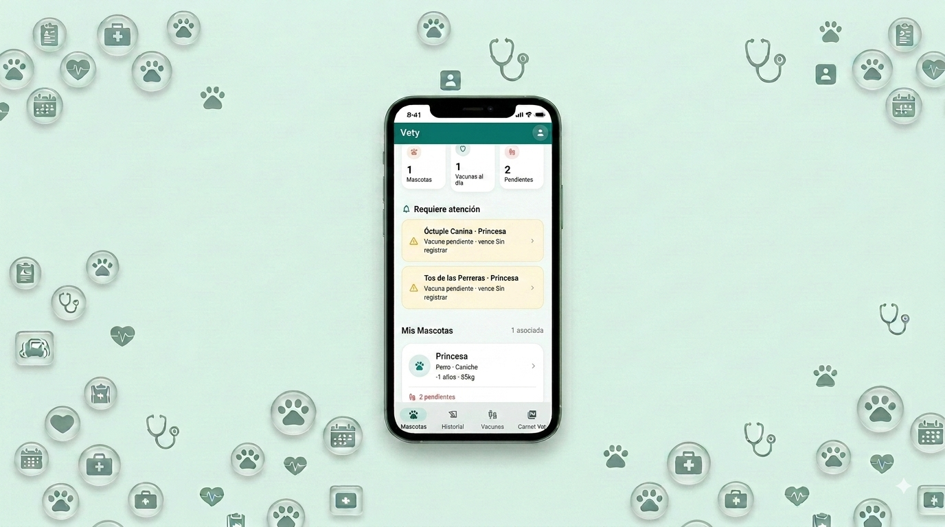 Información de mascota en Vety App